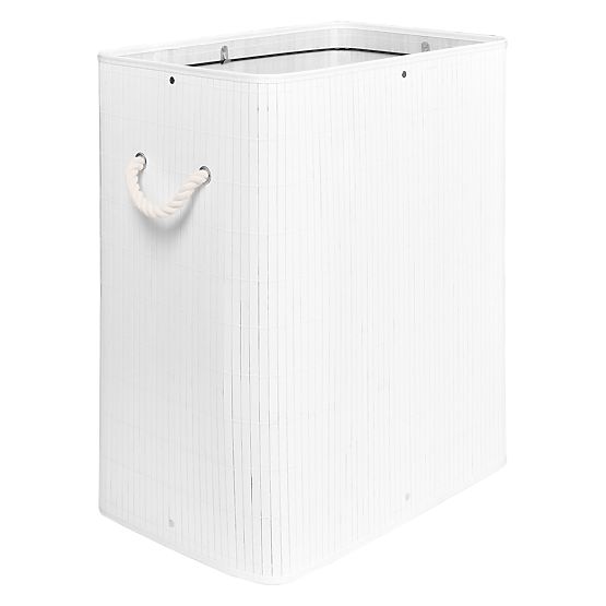 Bamboo Laundry Basket with Lid SOREN 80L White