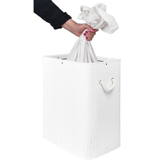 Bamboo Laundry Basket with Lid SOREN 80L White
