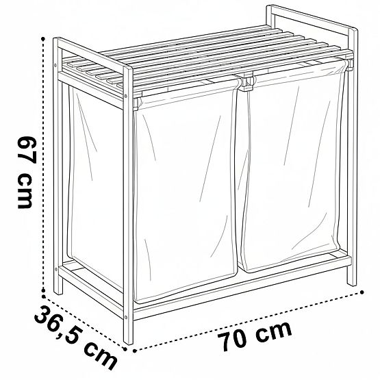 Bamboo Laundry or Toy Basket HANOI 2 Compartments