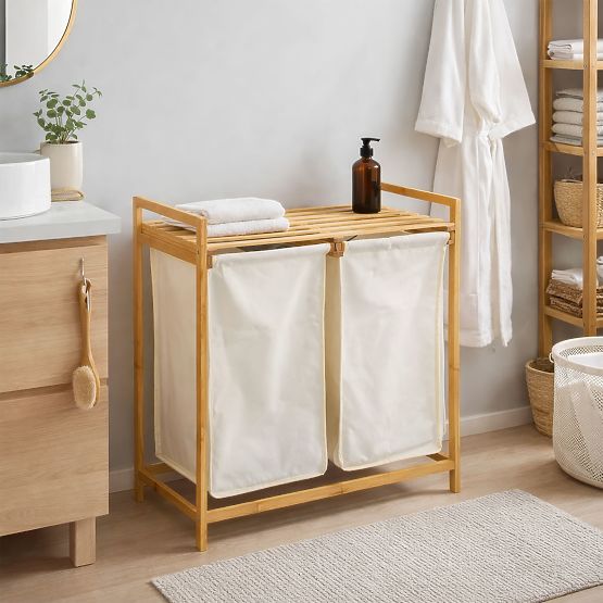 Bamboo Laundry or Toy Basket HANOI 2 Compartments