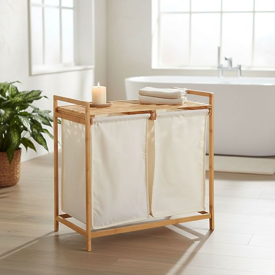 Bamboo Laundry or Toy Basket HANOI 2 Compartments