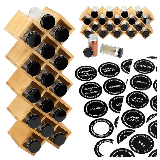 Bamboo Spice Rack KOCHEN 18 Jars