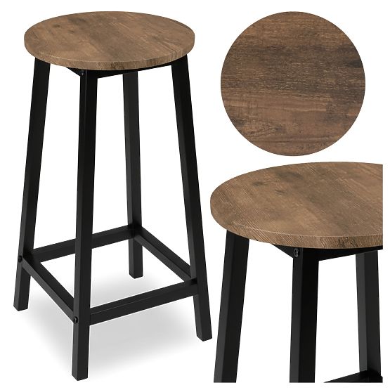 Bar Stool Flint Rustic Loft Industrial Aged Oak