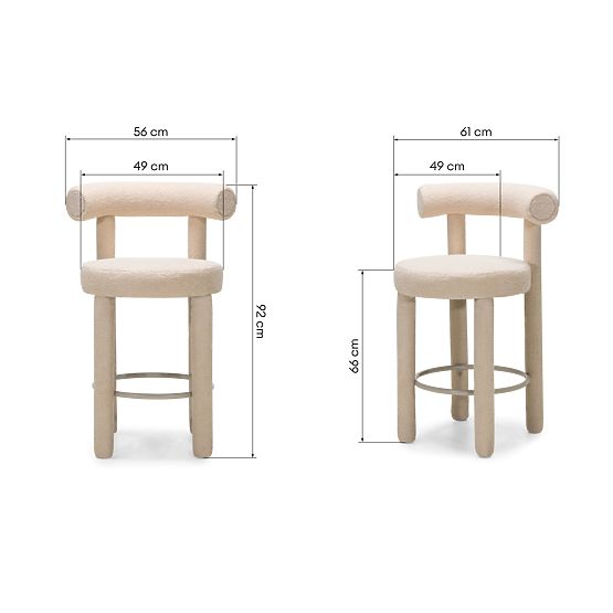 Bar Stool Pedro 2.0, Beige, Boucle