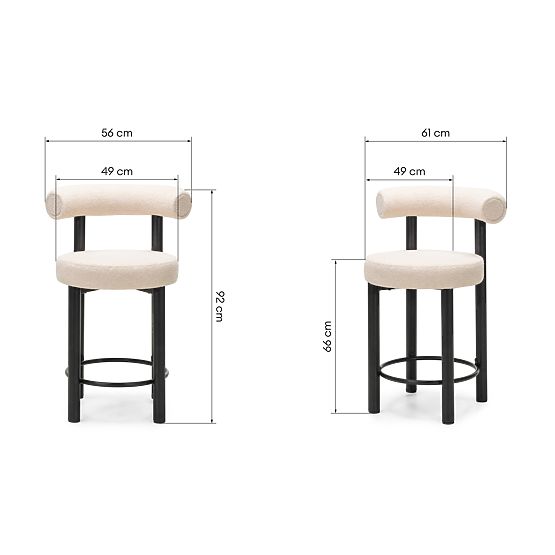 Bar Stool Pedro, Beige/Black Legs, Boucle