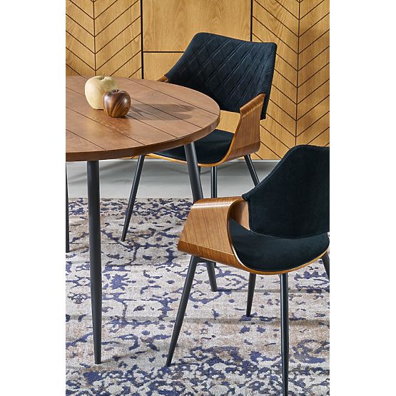 BARRY round table, top - walnut, legs - black (1p=1pc)