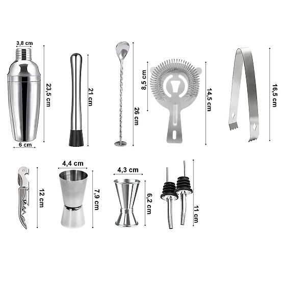 Bartender Set LOGAN 11 Pieces with Box