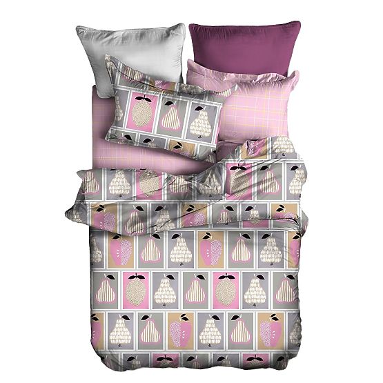 BASIC Bedding Powder Pink with Geometric Pattern 155x220_80x80*1 DecoKing
