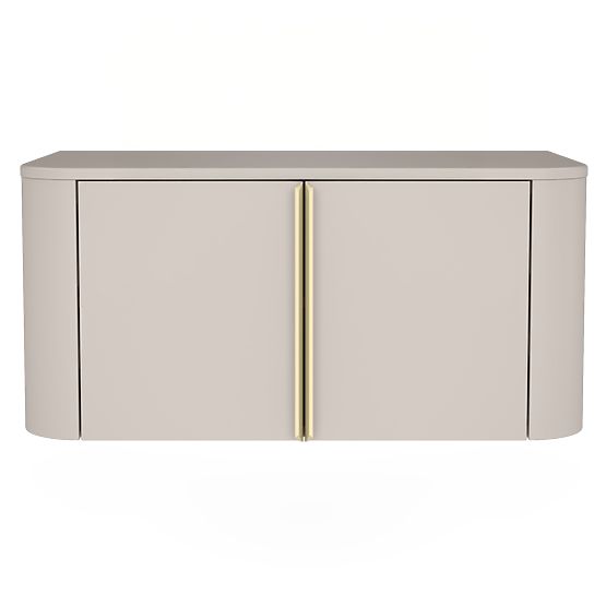 Bassa 80 cm Vanity Cabinet for Countertop, Cashmere, Gold Handles, Rounded
