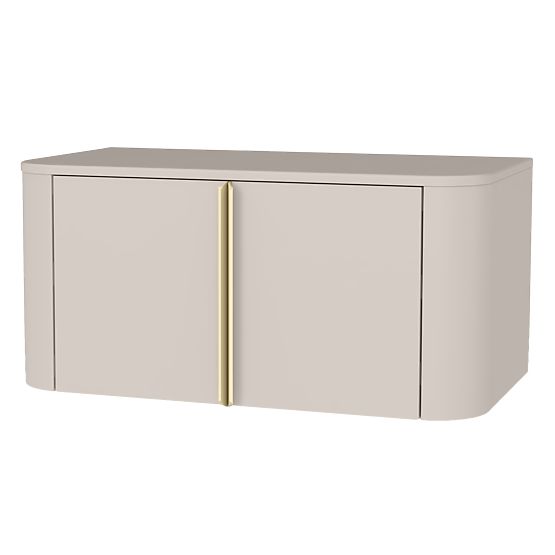 Bassa 80 cm Vanity Cabinet for Countertop, Cashmere, Gold Handles, Rounded