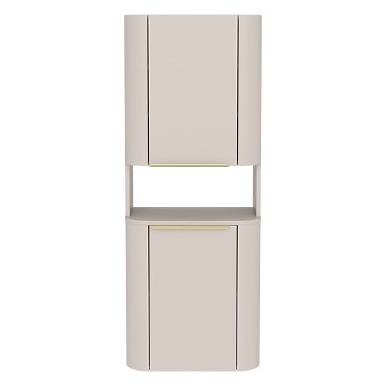 Bathroom Cabinet, Bassa Column in Cashmere, Gold Handles, Rounded