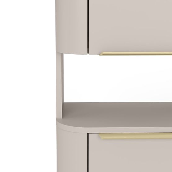 Bathroom Cabinet, Bassa Column in Cashmere, Gold Handles, Rounded