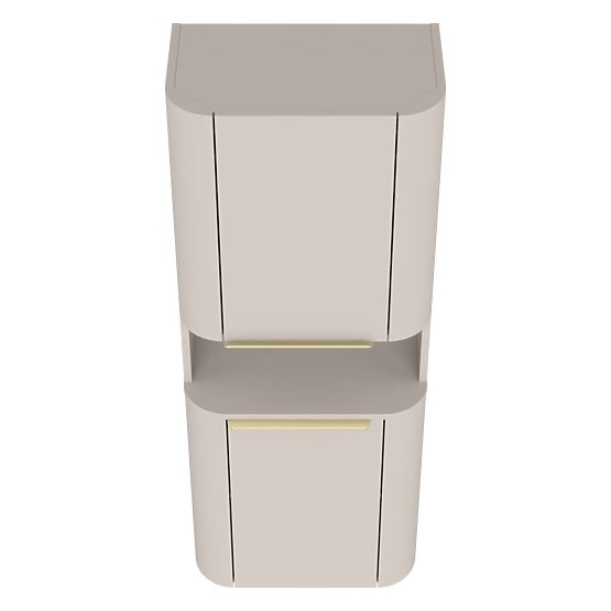 Bathroom Cabinet, Bassa Column in Cashmere, Gold Handles, Rounded