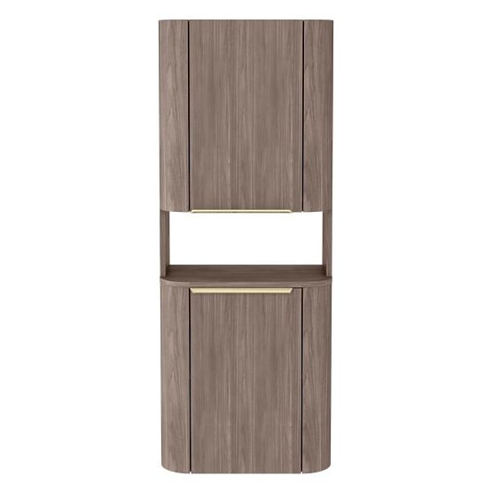 Bathroom Cabinet, Bassa Column Walnut Lincoln, Gold Handles, Rounded