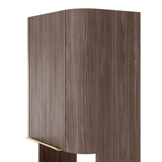 Bathroom Cabinet, Bassa Column Walnut Lincoln, Gold Handles, Rounded
