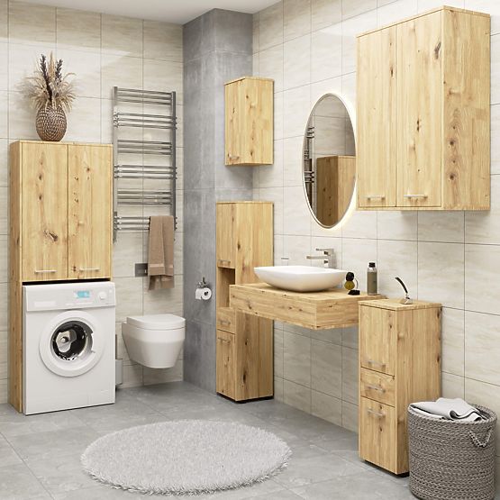 BATHROOM CABINET FIN 2 DOORS OAK ARTISAN