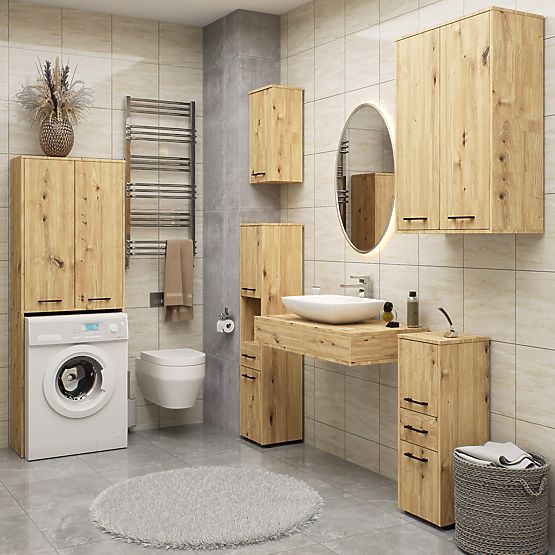 BATHROOM CABINET FIN 2 DOORS OAK ARTISAN