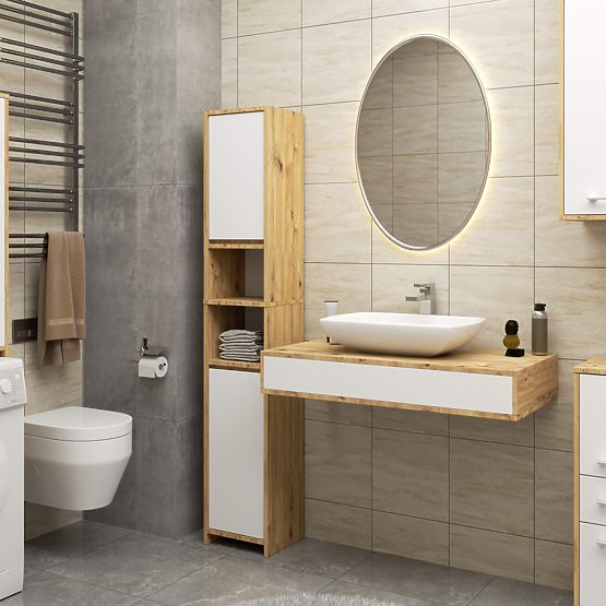 BATHROOM CABINET FIN COLUMN 30 2D 140cm ARTISAN / WHITE