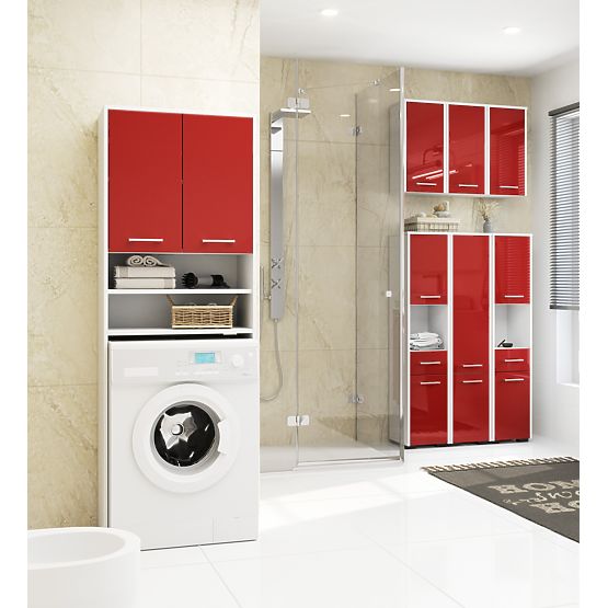 BATHROOM CABINET FIN COLUMN 30 2D 140cm RED GLOSS