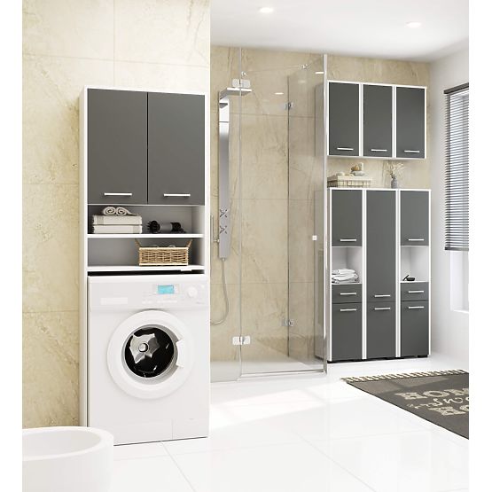 BATHROOM CABINET FIN COLUMN 30 2D 140cm WHITE / GRAY