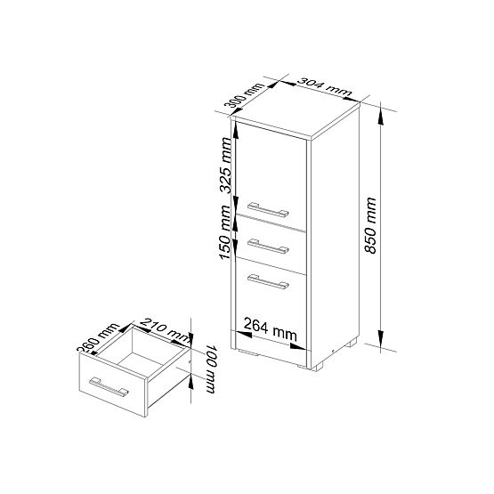 BATHROOM CABINET FIN COLUMN 30 2D 1SZ 85cm PK WHITE / GRAY