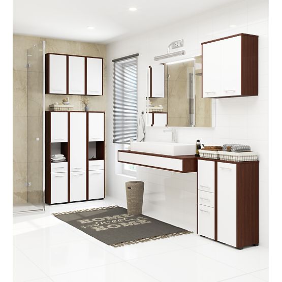 BATHROOM CABINET FIN OVER WASHING MACHINE WENGE / WHITE