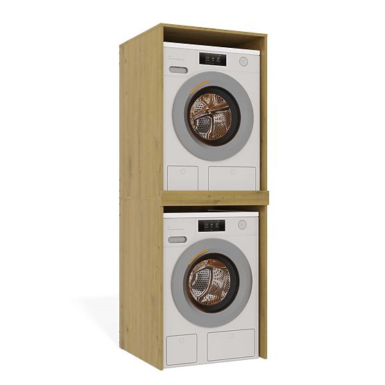 Bathroom Cabinet for Washing Machine and Dryer POLA TWIN Shelf Column OAK ARTISAN