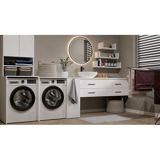 Bathroom Cabinet for Washing Machine with Doors POLA NP 1D WHITE 2 Shelves