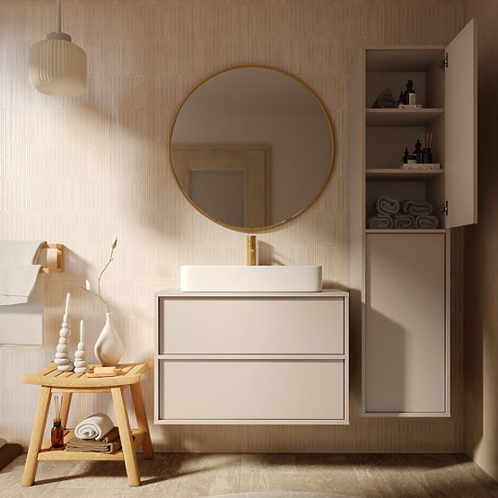 Bathroom Cabinet, Mossy Column, Cashmere