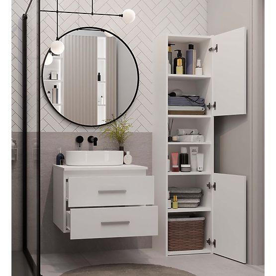 BATHROOM CABINET UNDER SINK NEL 60 WITH 2 DRAWERS WHITE