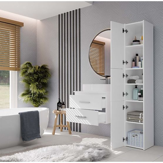 BATHROOM CABINET UNDER SINK NEL 60 WITH 2 DRAWERS WHITE