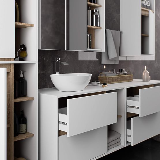 BATHROOM CABINET UNDER SINK VAMI W90 2SZ 2P WHITE / SONOMA OAK