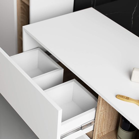BATHROOM CABINET UNDER SINK VAMI W90 2SZ 2P WHITE / SONOMA OAK
