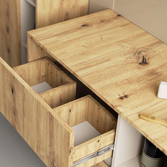 BATHROOM CABINET UNDER SINK VAMI W90 2DR 2SHELF PK OAK ARTISAN / CASHMERE