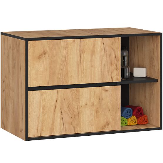 BATHROOM CABINET UNDER SINK VAMI W90 2SZ 2P OAK CRAFT / BLACK
