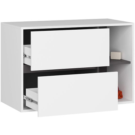 BATHROOM CABINET UNDER SINK VAMI W90 2SZ 2P WHITE / GRAPHITE GRAY