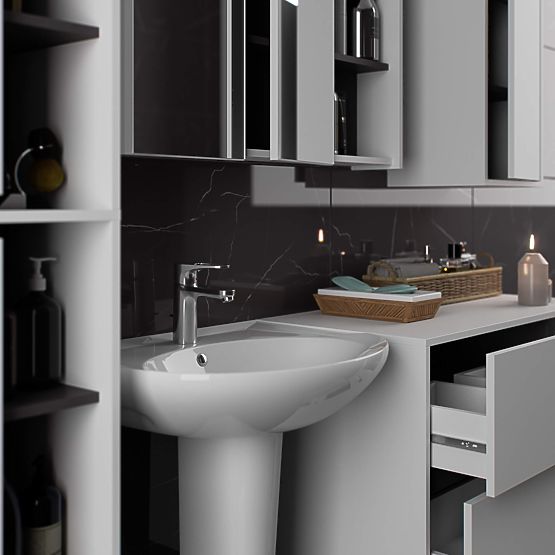 BATHROOM CABINET UNDER SINK VAMI W90 2SZ 2P WHITE / GRAPHITE GRAY