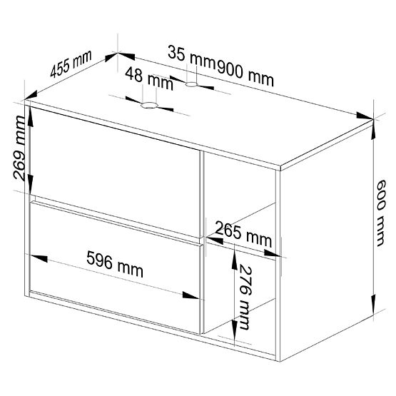 BATHROOM CABINET UNDER SINK WITH HOLES VAMI W90 UM 2SZ 2P GRAPHITE GRAY / ARTISAN OAK
