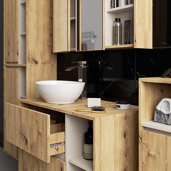 BATHROOM CABINET UNDER SINK WITH HOLES VAMI W90 UM 2SZ 2P OAK ARTISAN / CASHMERE