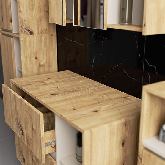 BATHROOM CABINET UNDER SINK WITH HOLES VAMI W90 UM 2SZ 2P OAK ARTISAN / CASHMERE
