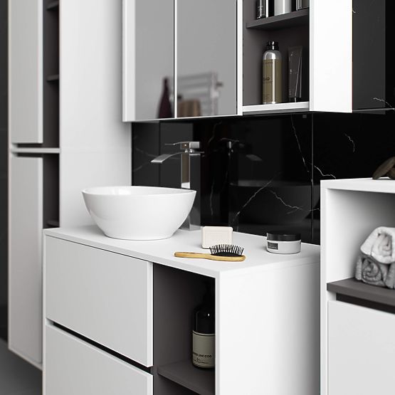 BATHROOM CABINET UNDER SINK WITH HOLES VAMI W90 UM 2SZ 2P WHITE / GRAPHITE GRAY