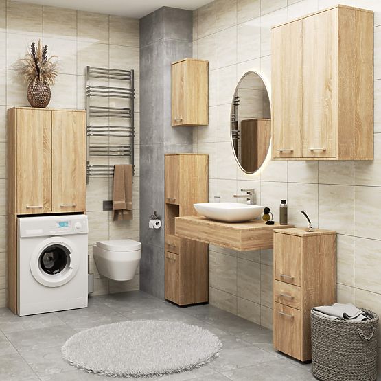 BATHROOM COLUMN FIN 180 WASHING MACHINE FULL 2D - OAK SONOMA