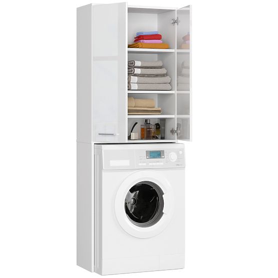BATHROOM COLUMN FIN 180 WASHING MACHINE FULL 2D - WHITE / WHITE GLOSS