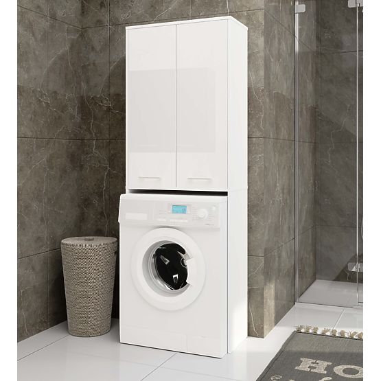 BATHROOM COLUMN FIN 180 WASHING MACHINE FULL 2D - WHITE / WHITE GLOSS