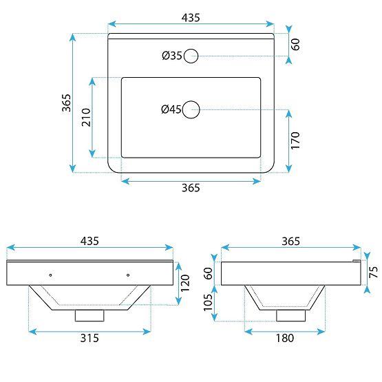Bathroom Furniture Set with Sink Molly 40 cm Gray