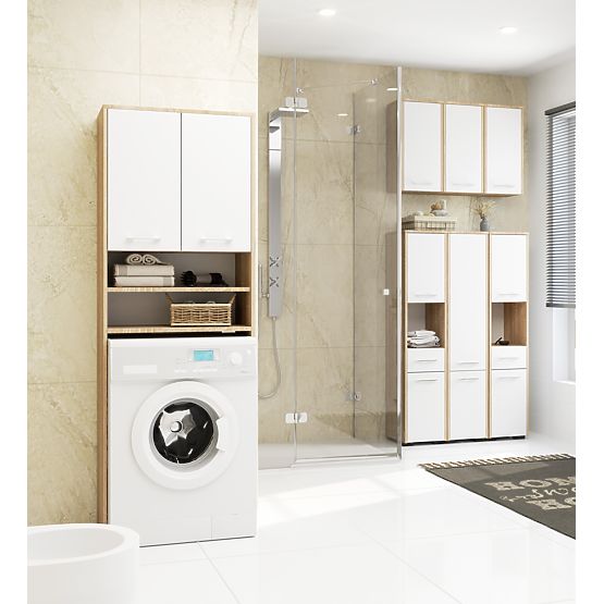 BATHROOM SHELF FIN COLUMN 2D WASHING MACHINE SONOMA - WHITE