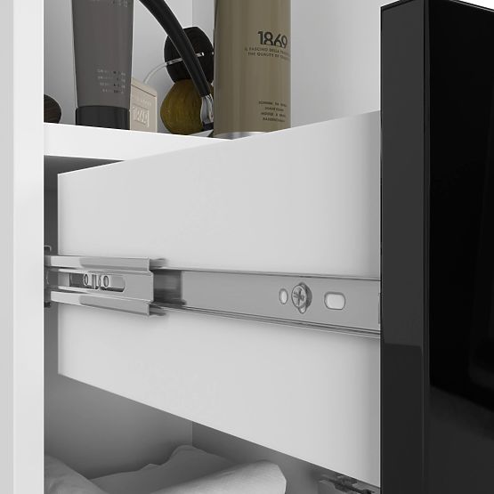 BATHROOM SHELF FIN COLUMN 30 2D 1SZ 1W 140cm PK BLACK GLOSS