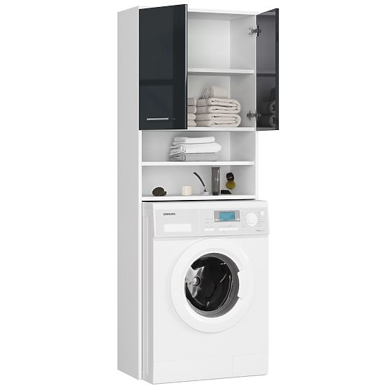 BATHROOM SHELF FIN OVER WASHING MACHINE WHITE / GRAPHITE GLOSS
