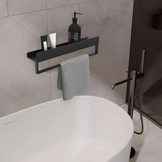 Bathroom Shelf for Bathtub SF01 45cm Black Matte
