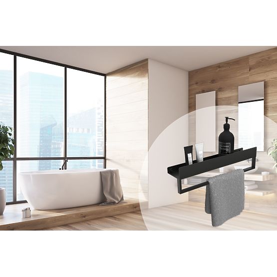 Bathroom Shelf for Bathtub SF01 45cm Black Matte